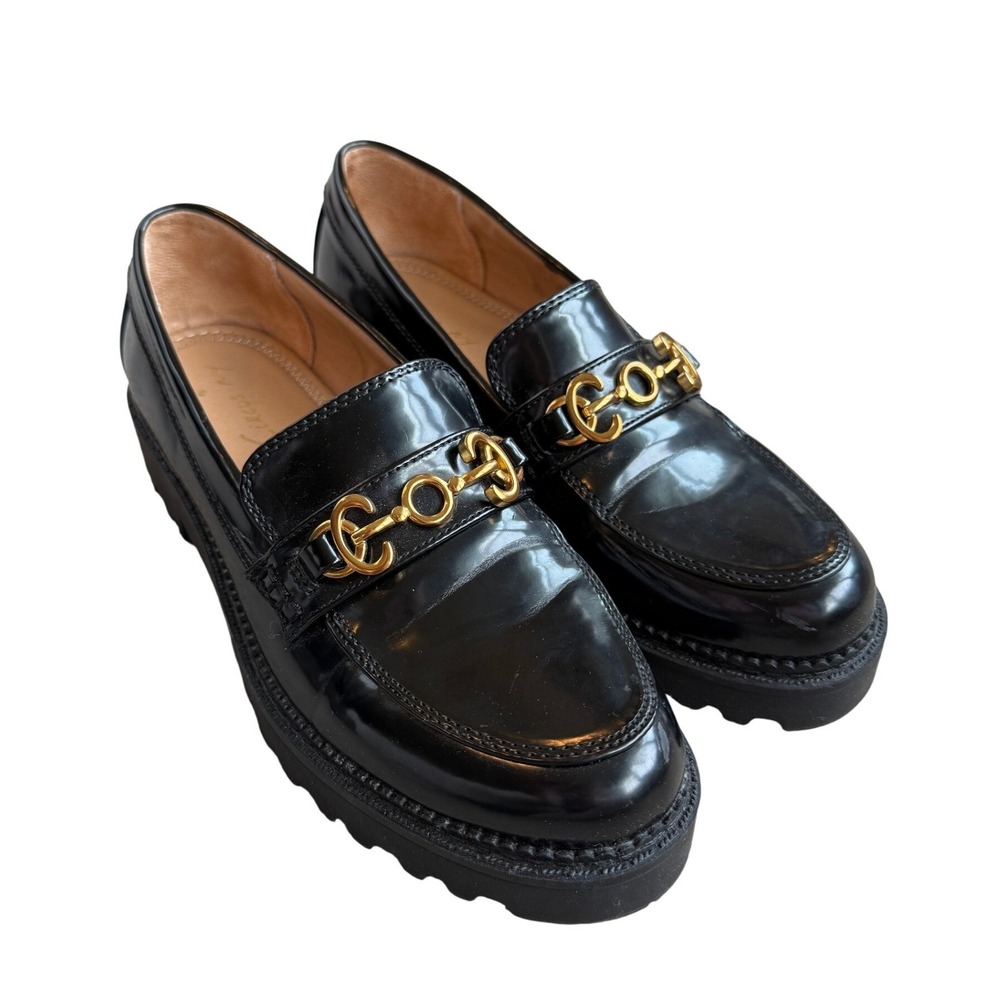 Circus NY Womens Black Patent Horsebit Lug Sole Platform Loafers Size 8‎ CC3171